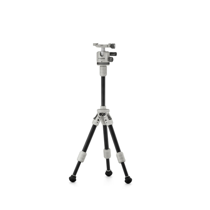 Tilta TT-BT03E-FB-SW Tabletop Ball Head with 1-Stage Carbon Fiber Tripod Legs (3KG) Extendable Edition - Snow White