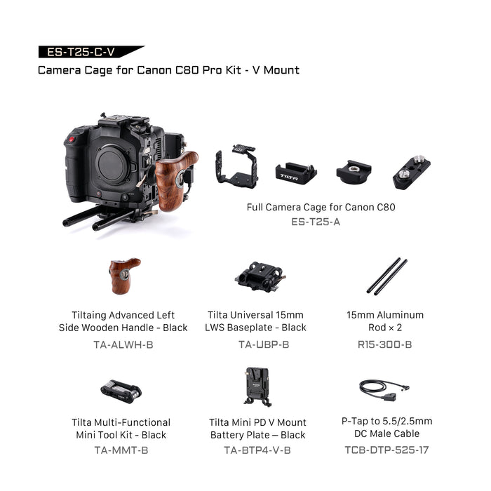 Tilta ES-T25-C-V Camera Cage for Canon C80 Pro Kit - V Mount
