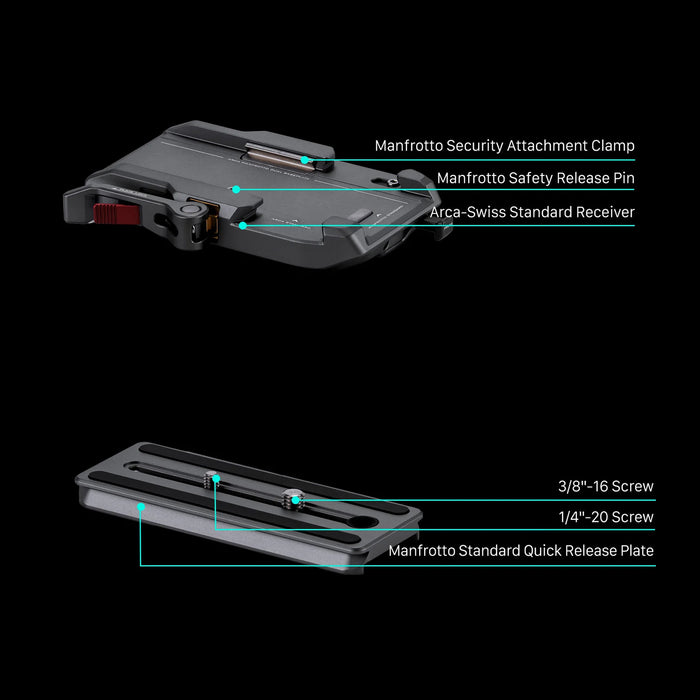 Tilta TT-CT08-QRRK-SG Tilta ARCA Manfrotto Dual Quick Release Receiver Kit for CT08 - Space Gray