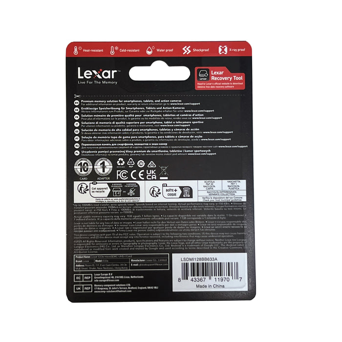 Lexar LSDMI128BB633A microSDXCカード 128GB 633x UHS-I U3(海外パッケージ)