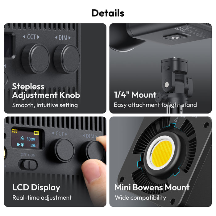 Ulanzi L177 ML100RGB 100W ポータブルLEDビデオライト RGB(日本用アダプター付き)