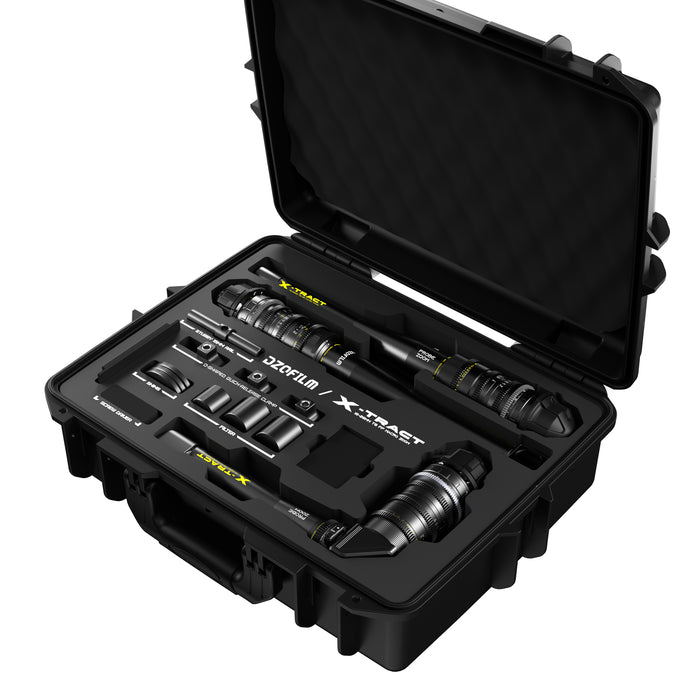 DZOFILM DZO-X1828ABC X-tract プローブズームレンズ 18-28mm T8/0°/90°/360°3本セット(PLマウント/メートル/ブラックケース付き)