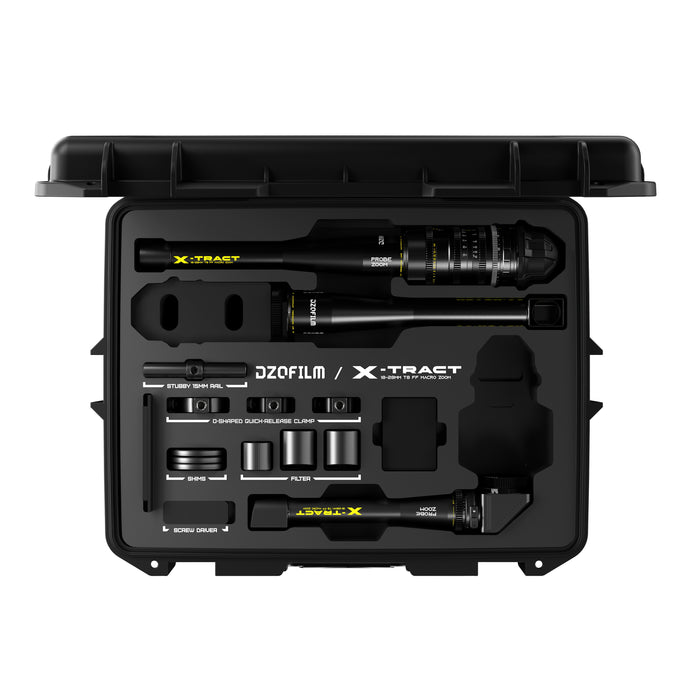 DZOFILM DZO-X1828ABCS X-tract プローブズームレンズ 18-28mm T8 0/90/360°プローブ部分交換仕様(プローブ3個/PLマウント/メートル/ブラックケース付き)