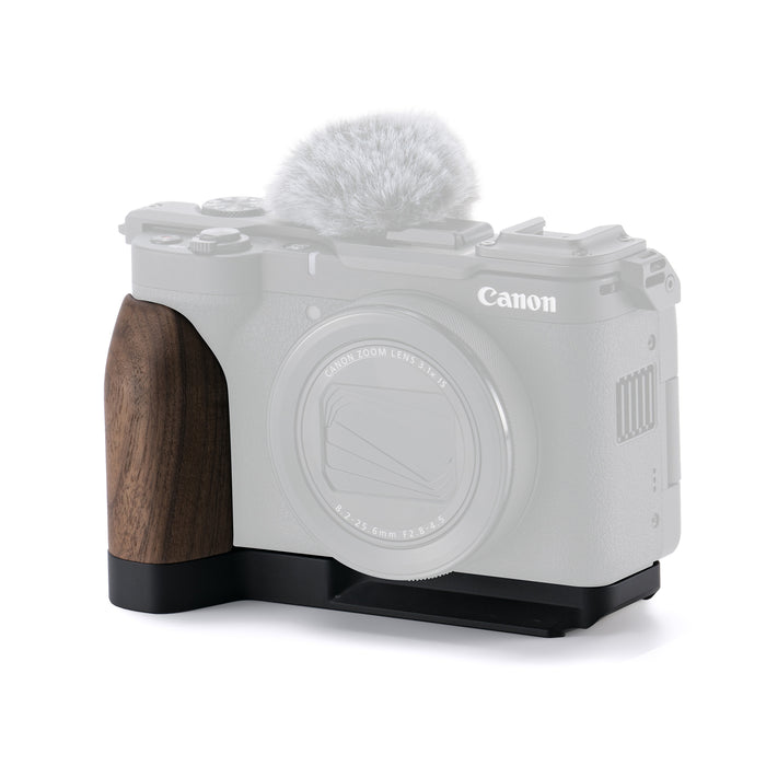 Tilta TA-T82-WG-B Mounting Baseplate with Wooden Grip for Canon PowerShot V1 - Black