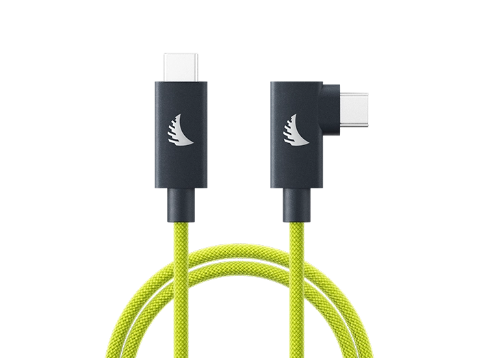 Angelbird UC4SFRAL100 USB-C 4.0 Solid Flex Cable USB 4.0 Gen 3x2(最大40Gb/s)USB PD 3.1(最大5A/240W)ライトアングル仕様(コネクタ片側L字/1m/ライム)