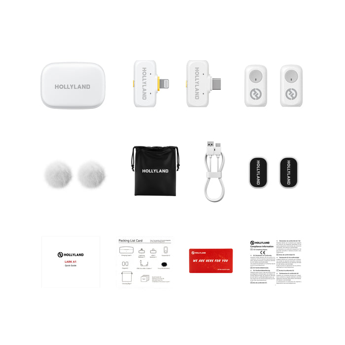Hollyland ワイヤレスマイク LARK A1 コンボ(アイボリーホワイト/送信機 x2 + USB-C受信機 + Lightning受信機 + 充電ケースセット) Lark A1 Combo (Ivory White)