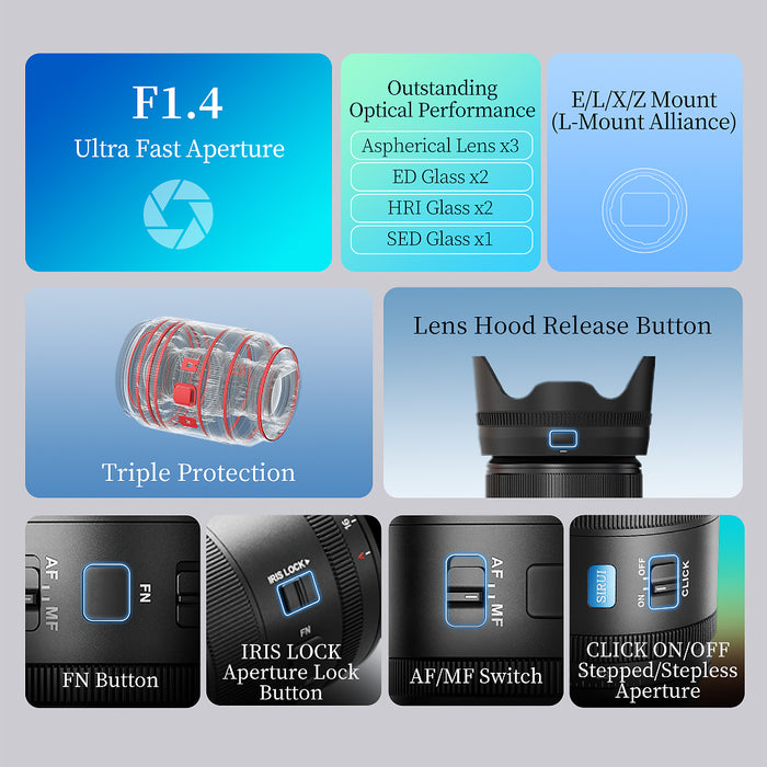 SIRUI AU35-L-JP オートフォーカスポートレートレンズ F1.4  Full Frame 35mm L/ブラック