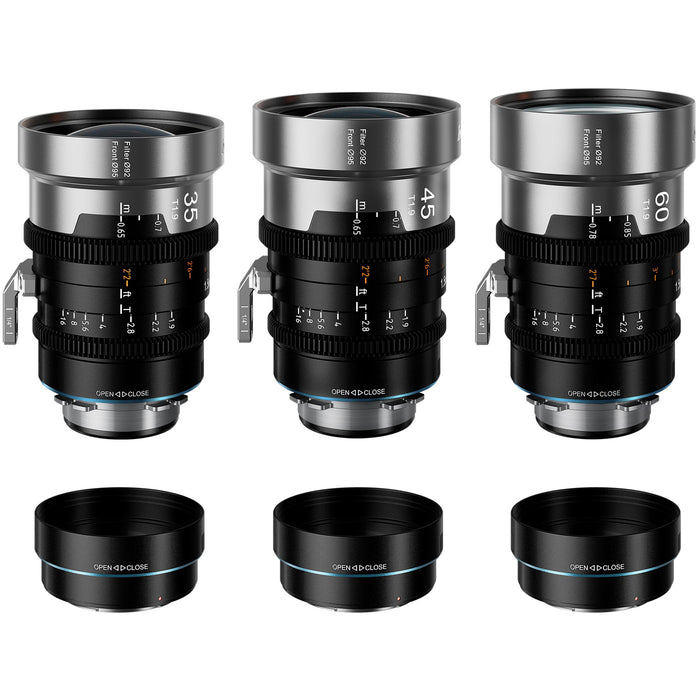 SIRUI IRON-3S-B マウント交換式アナモルフィックレンズ 1.5x Full Frame 3本セット(35/45/60mm)  PL/ブルー(EFアダプター/フィルター2種付)