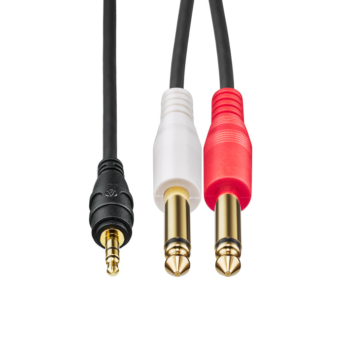 Audio-Technica AT-MI62/3.0 オーディオケーブル φ3.5mmステレオミニプラグ-φ6.3mmモノラル標準プラグ×2 3.0m