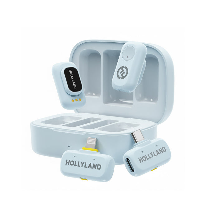 Hollyland ワイヤレスマイク LARK A1 コンボ(スカイブルー/送信機 x2 + USB-C受信機 + Lightning受信機 + 充電ケースセット)