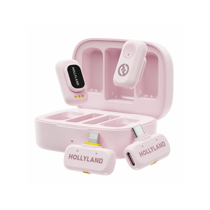 Hollyland ワイヤレスマイク LARK A1 コンボ(クラウドピンク/送信機 x2 + USB-C受信機 + Lightning受信機 + 充電ケースセット)