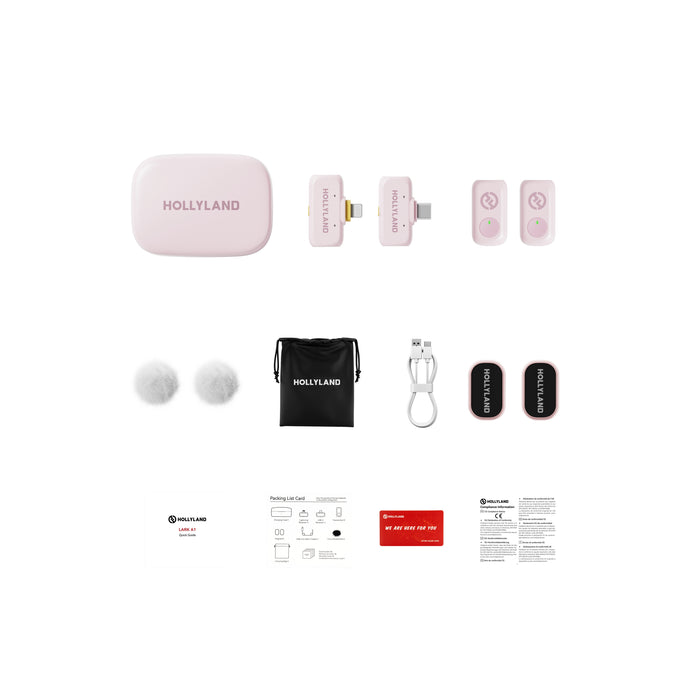Hollyland ワイヤレスマイク LARK A1 コンボ(クラウドピンク/送信機 x2 + USB-C受信機 + Lightning受信機 + 充電ケースセット)