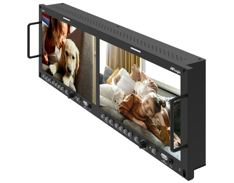 TVLogic R-9D 2 x 10インチ 1920x1200 デュアルLCDラックモニター