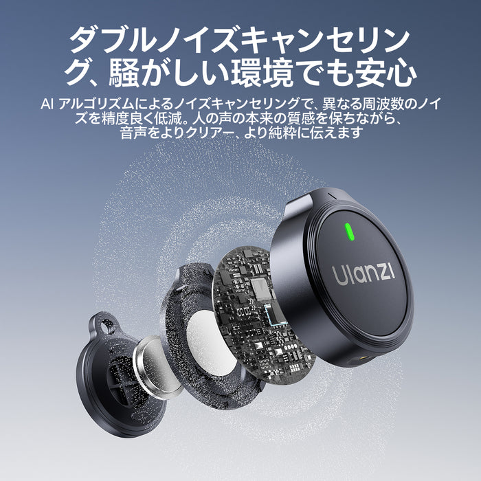 Ulanzi A053 A21 ボタンワイヤレスマイク(ブラック/Type-C)