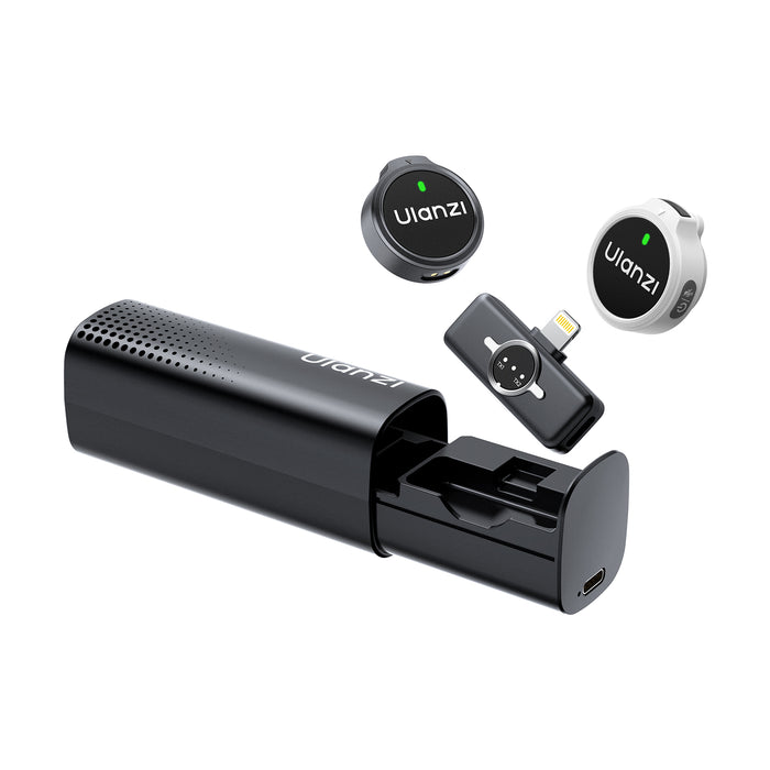 【BIG SALE】Ulanzi A056 A21 ボタンワイヤレスマイク(ブラックホワイト/lightning)