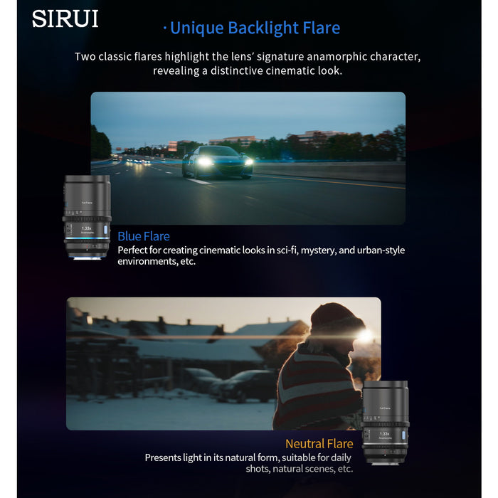 SIRUI AST-3S-EN Astra オートフォーカスアナモルフィックレンズ フルフレーム T1.8 1.33X 50/75/100mm E/ナチュラル