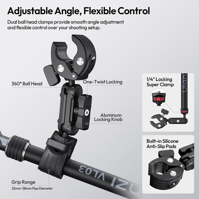 Ulanzi T119 VL03 バイク用インビジブル自撮り棒ホルダー