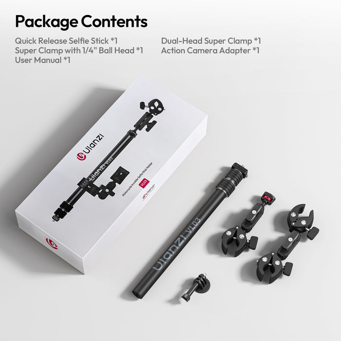 Ulanzi T119 VL03 バイク用インビジブル自撮り棒ホルダー