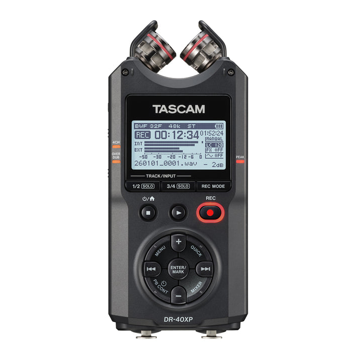TASCAM  DR-40XP 可動式マイク・XLR/TRS入力搭載 32ビットフロート録音対応4chポータブルレコーダー