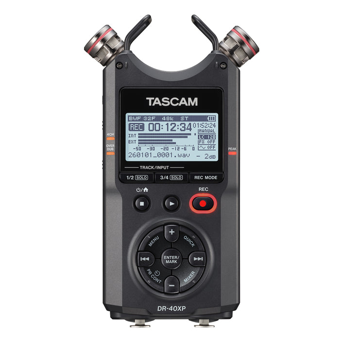 TASCAM  DR-40XP 可動式マイク・XLR/TRS入力搭載 32ビットフロート録音対応4chポータブルレコーダー