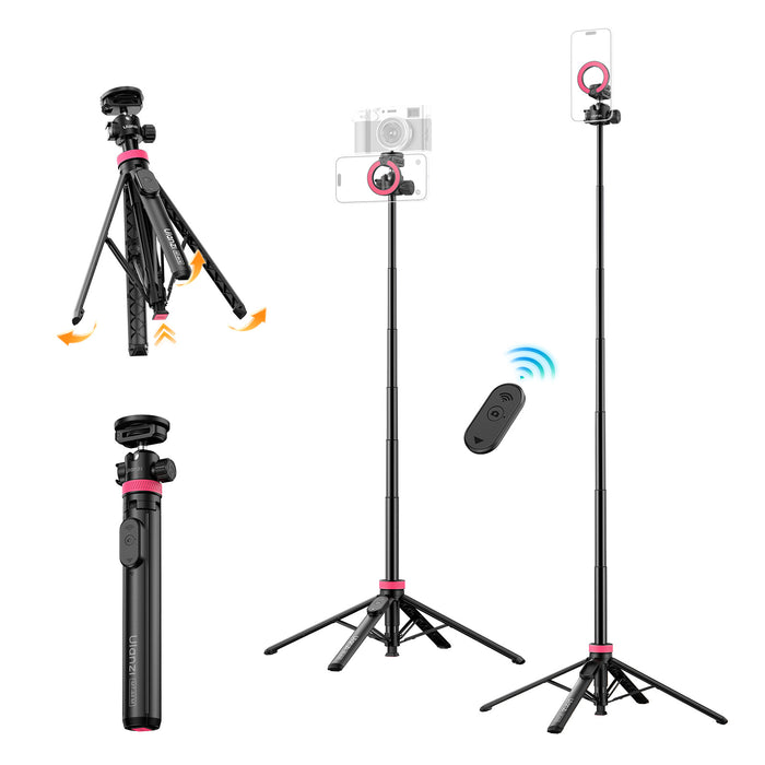 Ulanzi S053 MT-44M 2-in-1マグネット＆1/4インチ自撮り棒三脚 ブラック