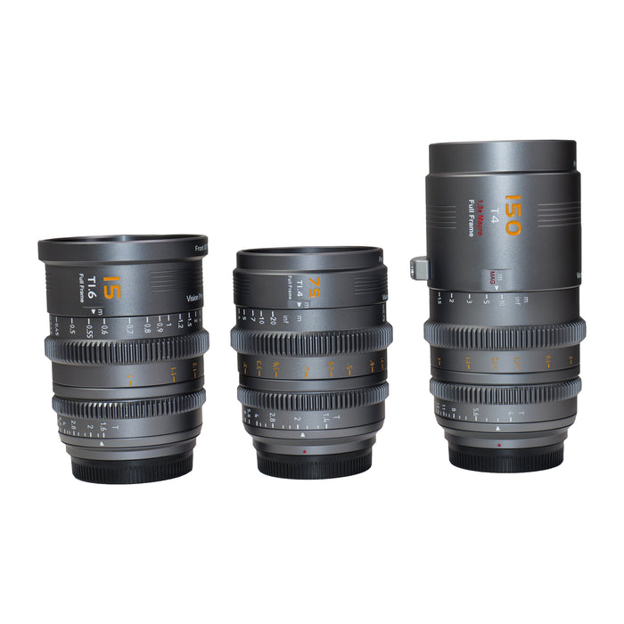 【特典付き】SIRUI VP-1-3DS-G-JP マウント交換式シネマレンズ Vision Prime T1.4 Full Frame 3本セット(15mm/75mm/150mm) E/グレー(L/RF/Z交換マウントアダプター付)