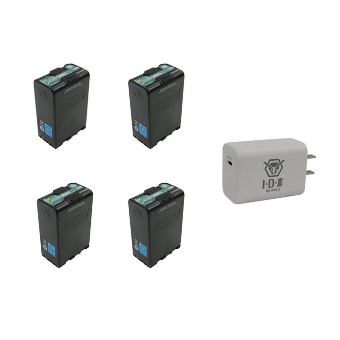 【キャンペーン】IDX SB-U98/PD x4 + UC-PD1S Sony BP-U 14.4Vタイプリチウムイオンバッテリー + USB PD充電器