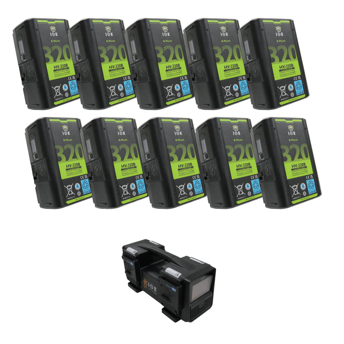 【キャンペーン】IDX HV-320B 308Wh(28.72V/10.70Ah)28.8V Bマウントタイプリチウムイオンバッテリー 10点セット(4ch同時急速充電器BL-4SX付き)