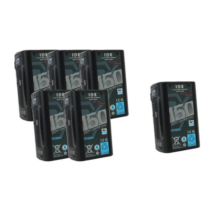【IDX年度末キャンペーン2026】IDX  PD規格対応 Vマウントタイプリチウムイオンバッテリー(150Wh) DUO-C150P 5本+1本