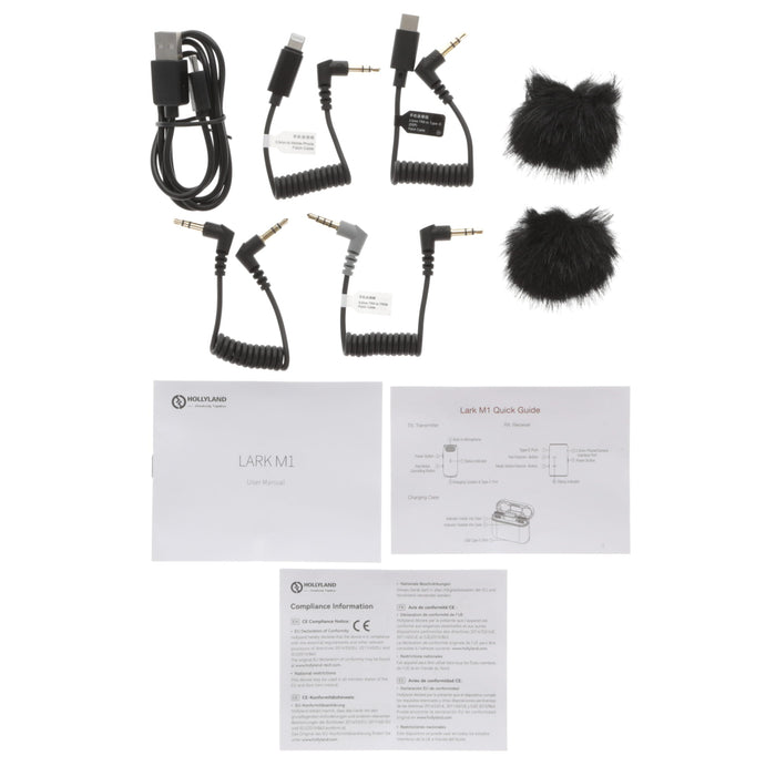 【中古品】Hollyland HL-LARK M1 DUO ワイヤレスマイクロホンシステム Lark M1 DUO(充電ケース付き/ブラック)