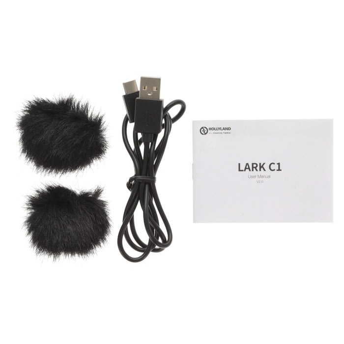 【中古品】Hollyland HL-LARK C1 DUO Black-IOS ワイヤレスマイクロホンシステム Lark C1 DUO(iOS版/クールブラック/ケース付き)