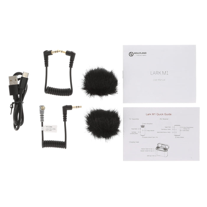 【中古品】Hollyland HL-LARK M1 DUO ワイヤレスマイクロホンシステム Lark M1 DUO(充電ケース付き/ブラック)