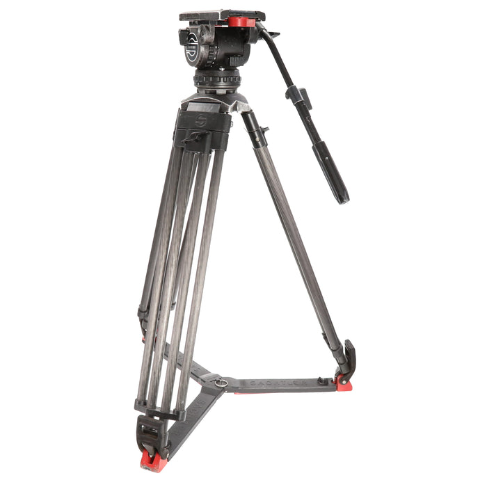 【中古品】Sachtler VIDEO20II + CF100L ビデオ三脚(カーボン二段三脚/グランドスプレッダー)(ジャンク品)