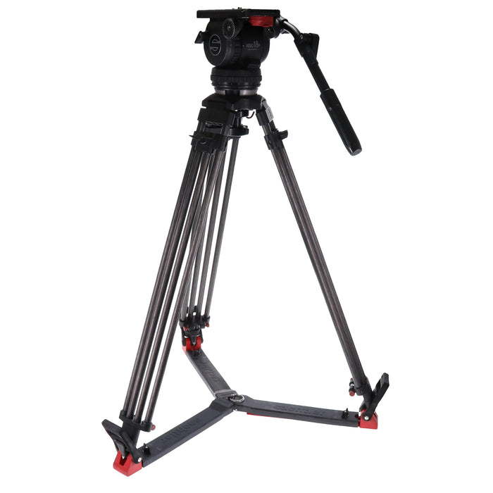 【中古品】Sachtler VIDEO18P ＋ CF100L ビデオ三脚(カーボン2段/グランドスプレッダー)