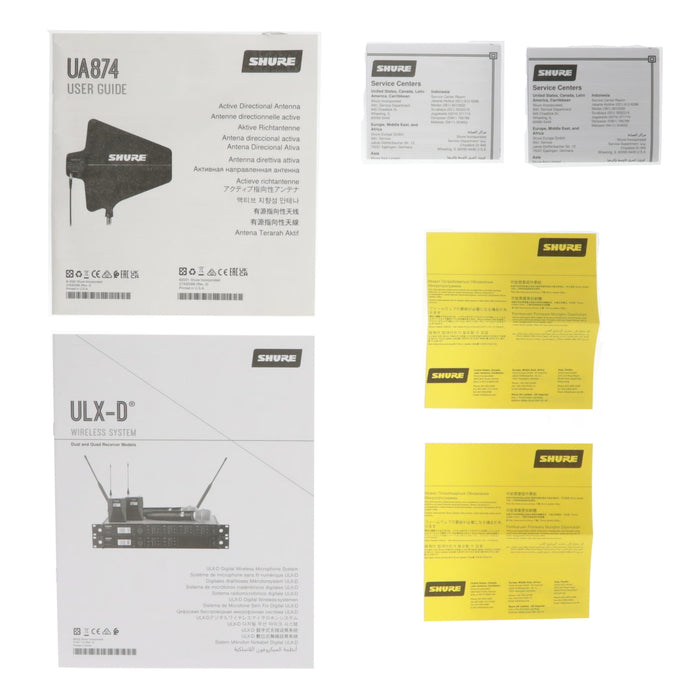 【中古品】SHURE ULXD4DJ=-Z16 + ULXD1=Z16 + UA874Z16 2チャンネルデジタルワイヤレスシステム