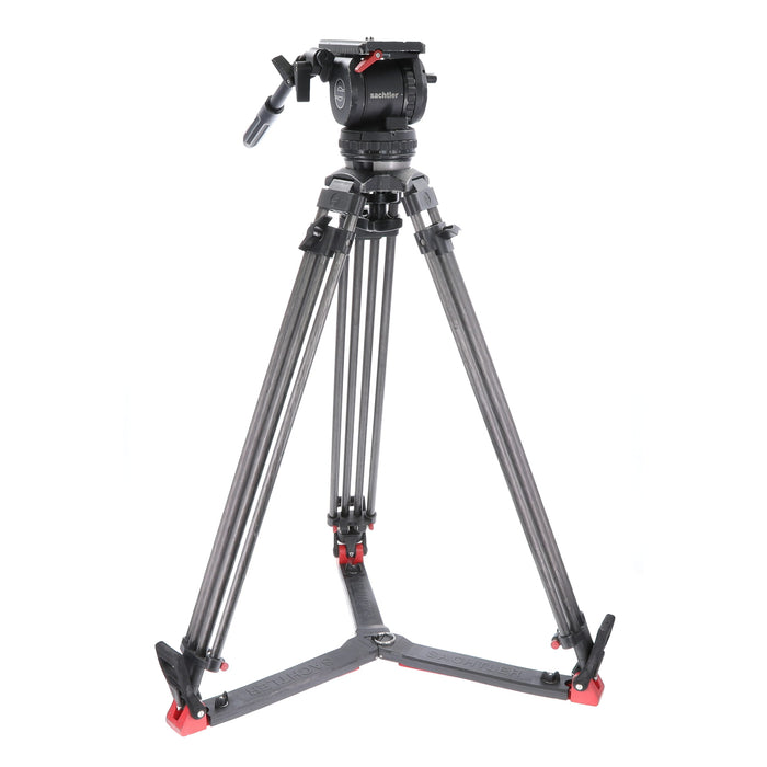 【中古品】Sachtler VIDEO18P ＋ CF100L ビデオ三脚(カーボン2段/グランドスプレッダー)