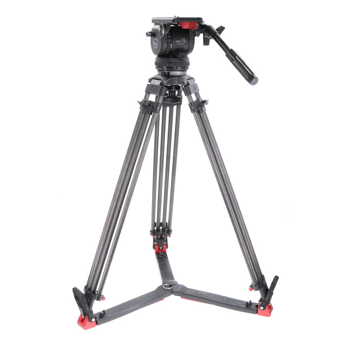【中古品】Sachtler VIDEO18P ＋ CF100L ビデオ三脚(カーボン2段/グランドスプレッダー)
