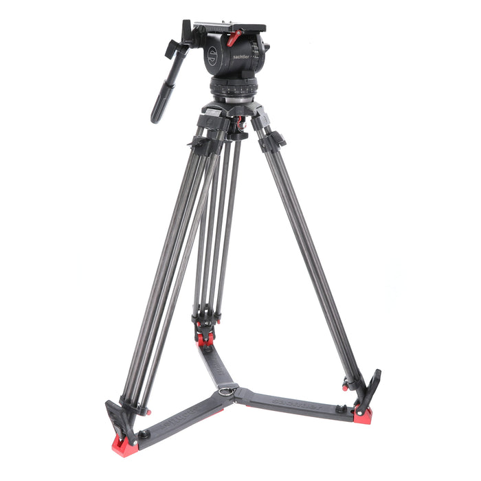 【中古品】Sachtler VIDEO18P ＋ CF100L ビデオ三脚(カーボン2段/グランドスプレッダー)