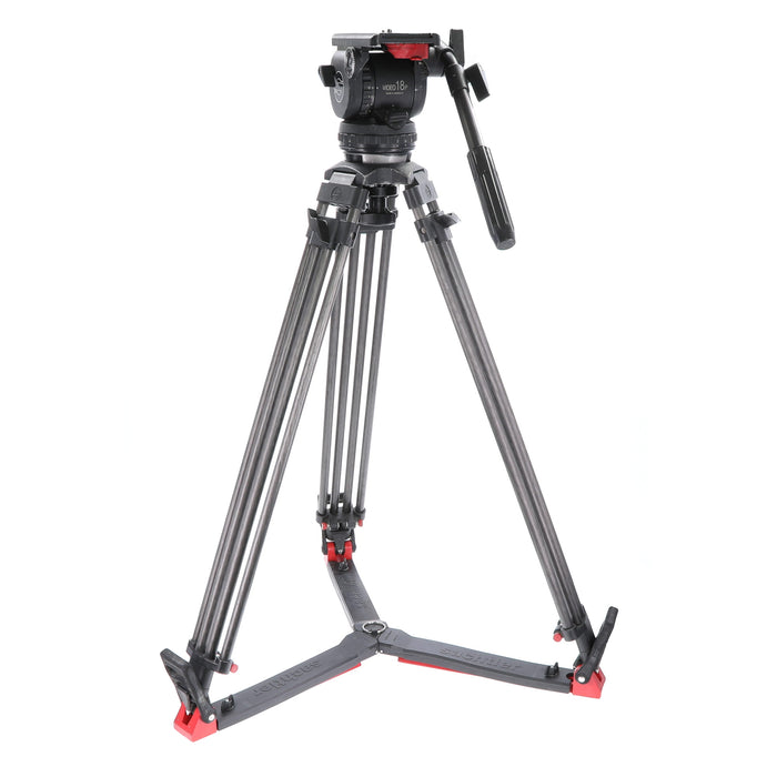 【中古品】Sachtler VIDEO18P ＋ CF100L ビデオ三脚(カーボン2段/グランドスプレッダー)