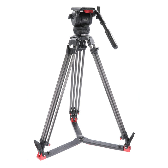 【決算セール2026】【中古品】Sachtler VIDEO18P ＋ CF100L ビデオ三脚(カーボン2段/グランドスプレッダー)