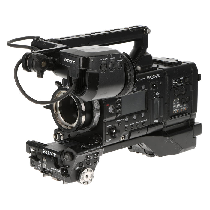 【中古品】SONY PMW-F55 ＋ DVF-EL100 + CBK-55BK CineAlta 4Kカメラ(ビューファインダー/EFPスタイルビルドアップキット付属)(ジャンク品)
