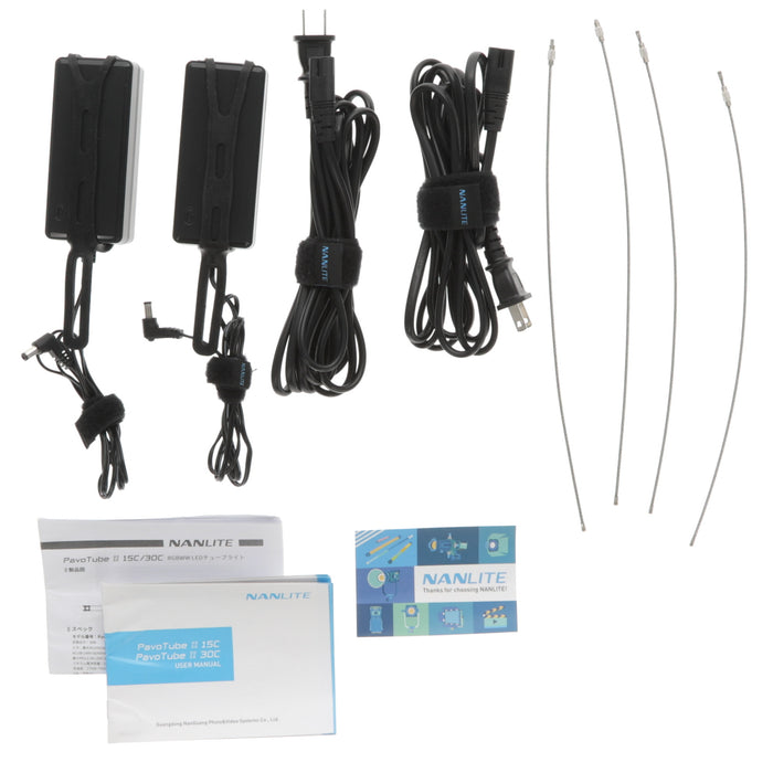 【中古品】NANLITE 15-2025-2KIT + LS-FL-T12 PavoTube II 15C 2キット（フロアスタンド付属）