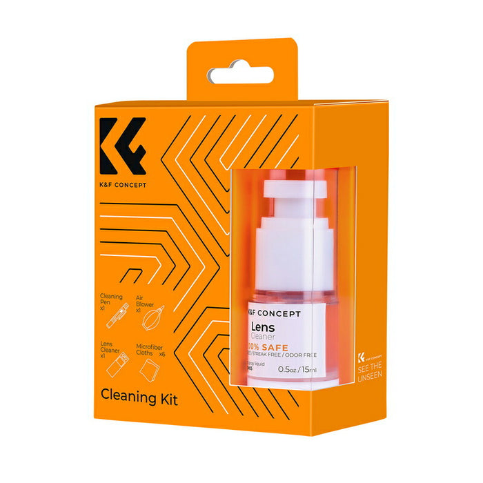 K&F CONCEPT KF-C4IN1 レンズクリーニング 4in1 キット(クリーナー液・ペン・ブロア・クロス)