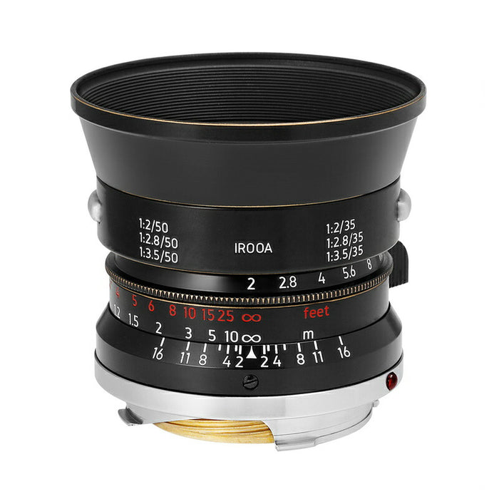 LIGHT LENS LAB LLL-35M (Vi) M 35mm f/2 ヴィンテージブラック・セット + レンズフード IROOA 復刻 + E39 UV レンズフィルター(Mマウント)