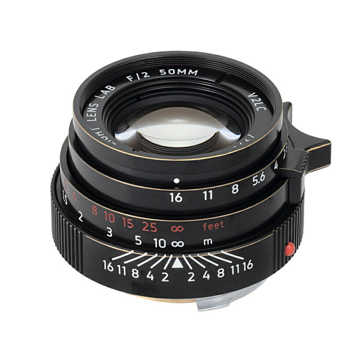 LIGHT LENS LAB LLL-50M (Vi) M 50mm f/2 ヴィンテージブラック・セット + レンズフード C42-LS.39F 復刻 + E39 UV レンズフィルター(Mマウント)