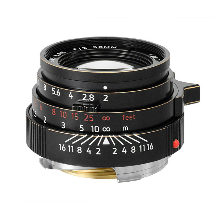 LIGHT LENS LAB LLL-50M (Vi) M 50mm f/2 ヴィンテージブラック・セット + レンズフード C42-LS.39F 復刻 + E39 UV レンズフィルター(Mマウント)