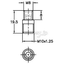 NOGA AD1080 M10×1.25用ねじアタッチメント(M10x1.25-M8)