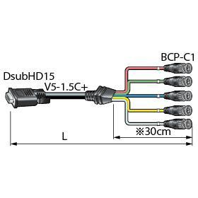 CANARE 5VDS10A-1.5C VGAケーブル 高密度Dsub15P(オス)-BNC CANARE 5VDS10A-1.5C VGAケーブル 高密度Dsub15P(オス)-BNC
