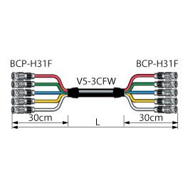 CANARE 5VS03-3CFWH 3M BLK BNCマルチケーブル BNC（オス）×5- BNC（オス）×5 3m 黒