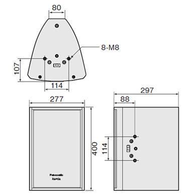 RAMSA WS-M80‐K 20cm2ウェイスピーカー(ブラック)